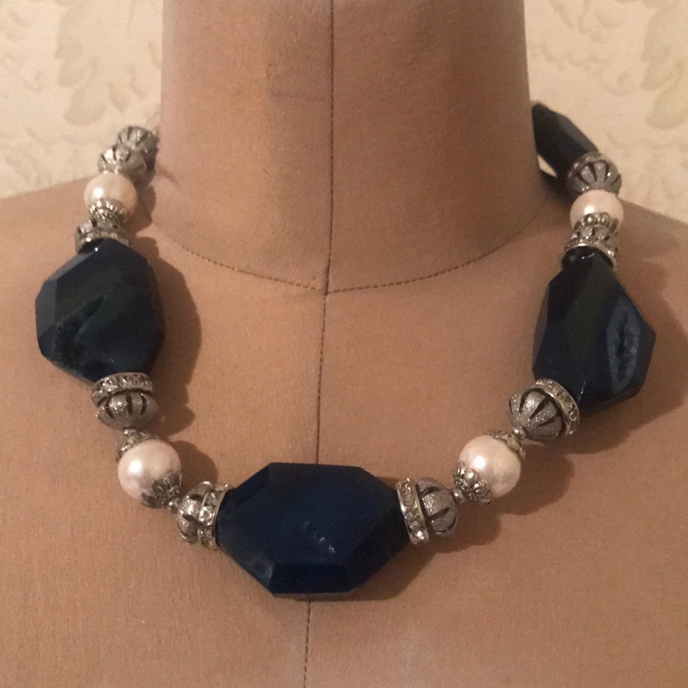 Sterling silver with semi precious stones neckless